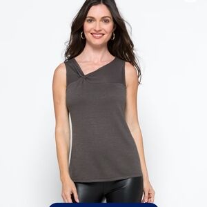 41 Hawthorn Dark Gray Twist Neck Tank Top